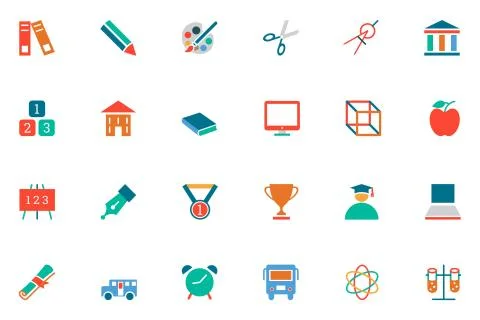 Education Colored Icons Pack Stock Illustration