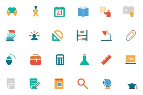 Education Colored Icons Set Stock Illustration