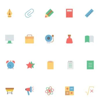 Education Colored Vector Icons Stock Illustration