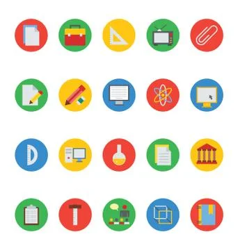 Education Colored Vector Icons Stock Illustration