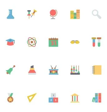 Education Colored Vector Icons Pack Stock Illustration