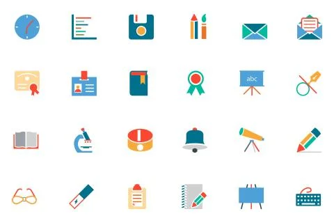 Education Colored Vector Icons Pack Illustrazione stock