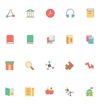 Education Colored Vector Icons Set Stock Illustration
