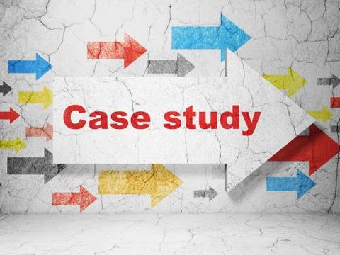 Education concept: arrow with Case Study on grunge wall background Stock Illustration