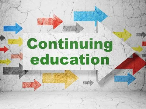 Education concept: arrow with Continuing Education on grunge wall background Stock Illustration