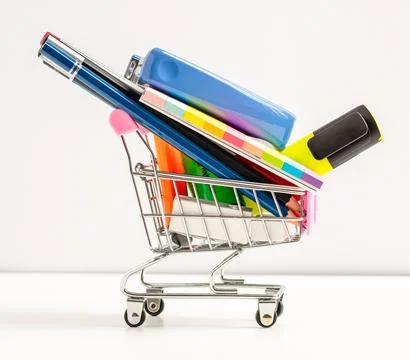 Education, Concept for Back to School, Shopping for school supplies, shoppi.. Stock Photos