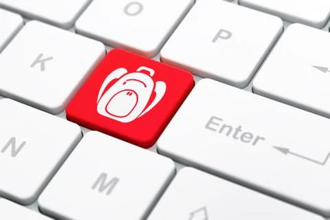 Education concept: Backpack on computer keyboard background 스톡 일러스트
