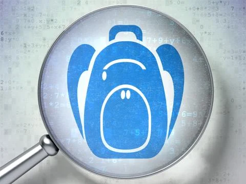 Education concept: Backpack with optical glass on digital background Stock Illustration