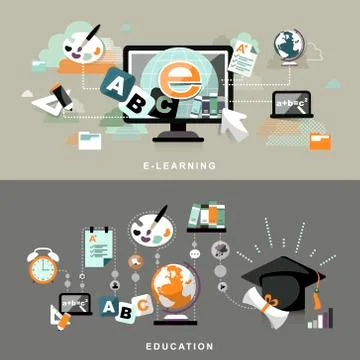 Education concept banners in flat design Stock Illustration