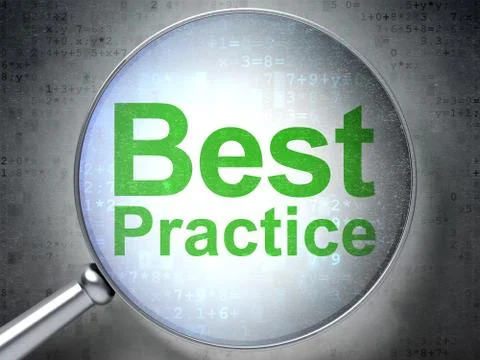 Education concept: Best Practice with optical glass Illustrazione stock