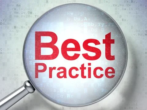 Education concept: Best Practice with optical glass Illustrazione stock