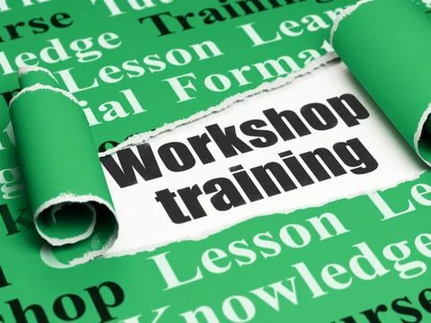 Education concept: black text Workshop Training under the piece of  torn paper Illustrazione stock