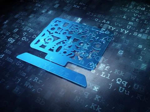 Education concept: Blue Computer Pc on digital background Stock Illustration