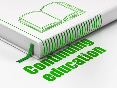 Education concept: book Book, Continuing Education on white background Illustrazione stock