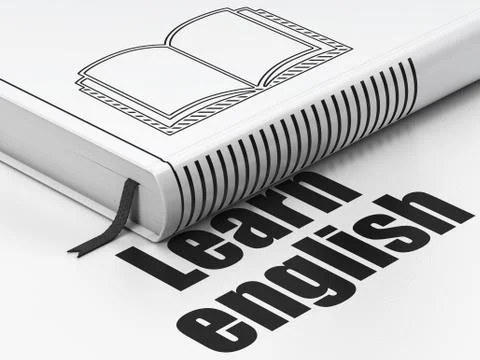 Education concept: book Book, Learn English on white background Stock Illustration