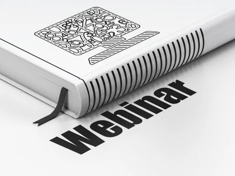 Education concept: book Computer Pc, Webinar on white background Stock-Illustration