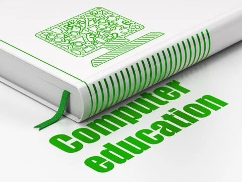 Education concept: book Computer Pc, Computer Education on white background Stockillustratie
