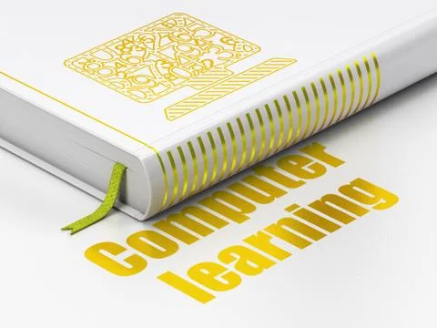 Education concept: book Computer Pc, Computer Learning on white background イラスト素材