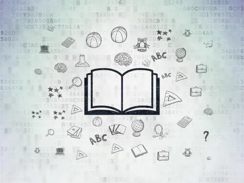 Education concept: Book on Digital Data Paper background Illustration