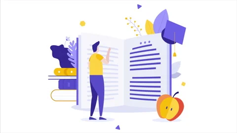 Education Concept book reading animation Stock Footage 310534186