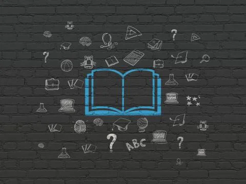 Education concept: Book on wall background Ilustración de archivo