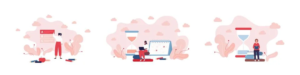 Education concept bundle. Vector flat illustration set. Stock Illustration