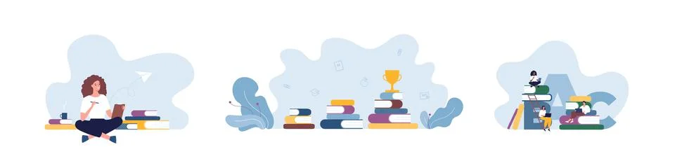 Education concept bundle. Vector flat illustration set. Stock Illustration