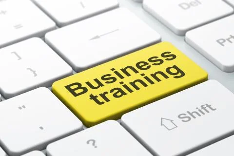Education concept: Business Training on computer keyboard background 스톡 일러스트