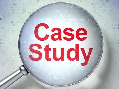 Education concept: Case Study with optical glass Illustrazione stock