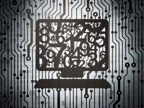 Education concept: circuit board with Computer Pc 스톡 일러스트