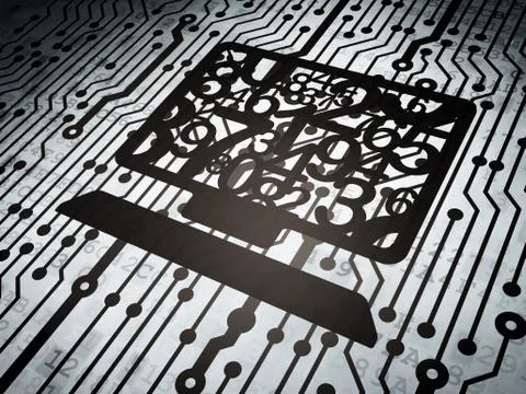 Education concept: circuit board with Computer Pc Illustrazione stock
