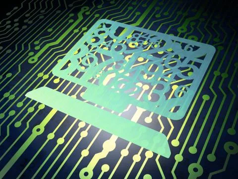 Education concept: circuit board with Computer Pc 스톡 일러스트