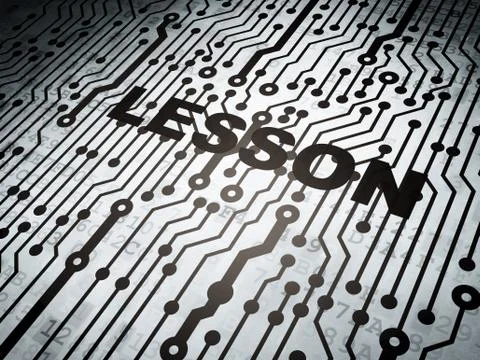 Education concept: circuit board with Lesson 스톡 일러스트