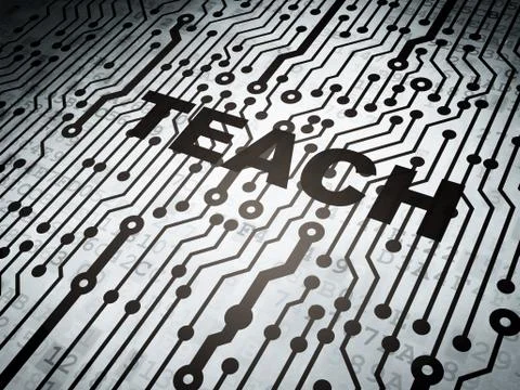 Education concept: circuit board with Teach 스톡 일러스트