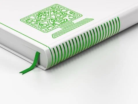 Education concept: closed book, Computer Pc on white background Stockillustratie