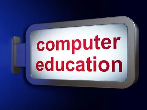 Education concept: Computer Education on billboard background Stock Illustration