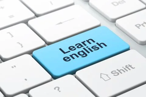 Education concept: computer keyboard with Learn English Stock Illustration