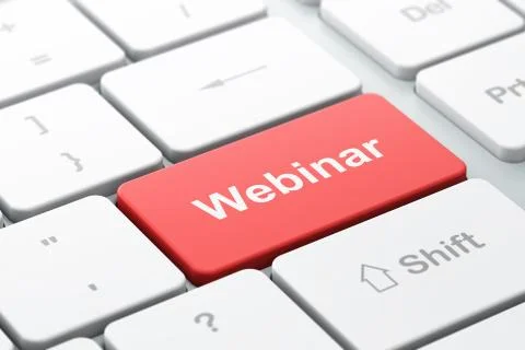 Education concept: computer keyboard with Webinar Illustrazione stock