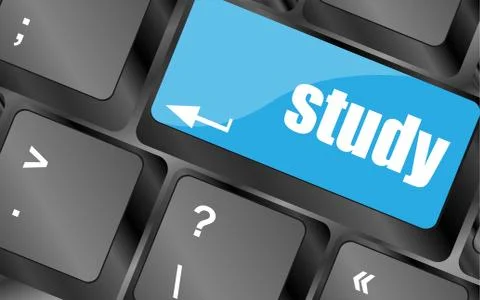Education concept. Computer keyboard with word study, selected focus on enter Ilustración de archivo