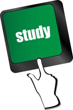 Education concept: computer keyboard with word study, selected focus on enter Ilustración de archivo