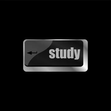 Education concept: computer keyboard with word study, selected focus on enter Illustrazione stock