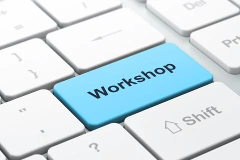 Education concept: computer keyboard with Workshop Illustrazione stock