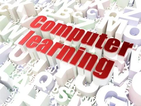 Education concept: Computer Learning on alphabet background Stock Illustration