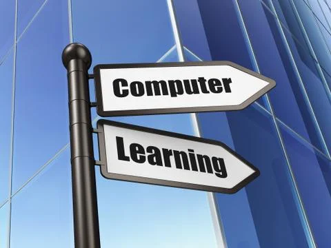 Education concept: Computer Learning on Building background 스톡 일러스트