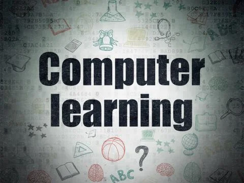 Education concept: Computer Learning on Digital Data Paper background Illustrazione stock