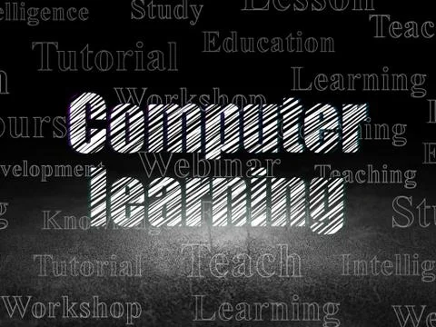 Education concept: Computer Learning in grunge dark room Stock Illustration