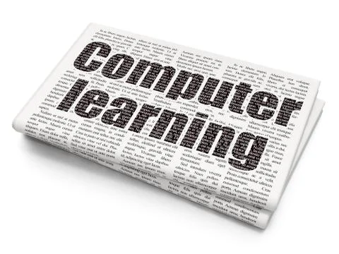 Education concept: Computer Learning on Newspaper background 스톡 일러스트