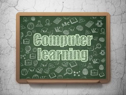 Education concept: Computer Learning on School Board background Stock Illustration