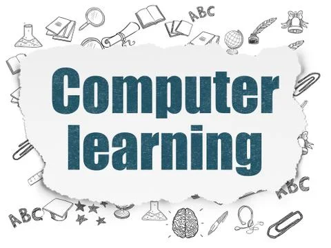 Education concept: Computer Learning on Torn Paper background 스톡 일러스트