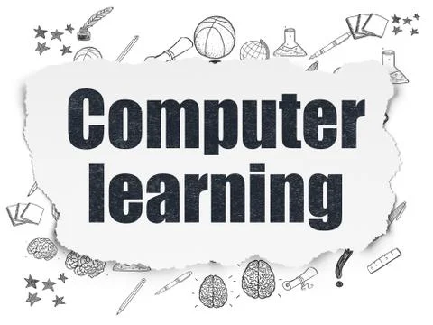 Education concept: Computer Learning on Torn Paper background Stock Illustration